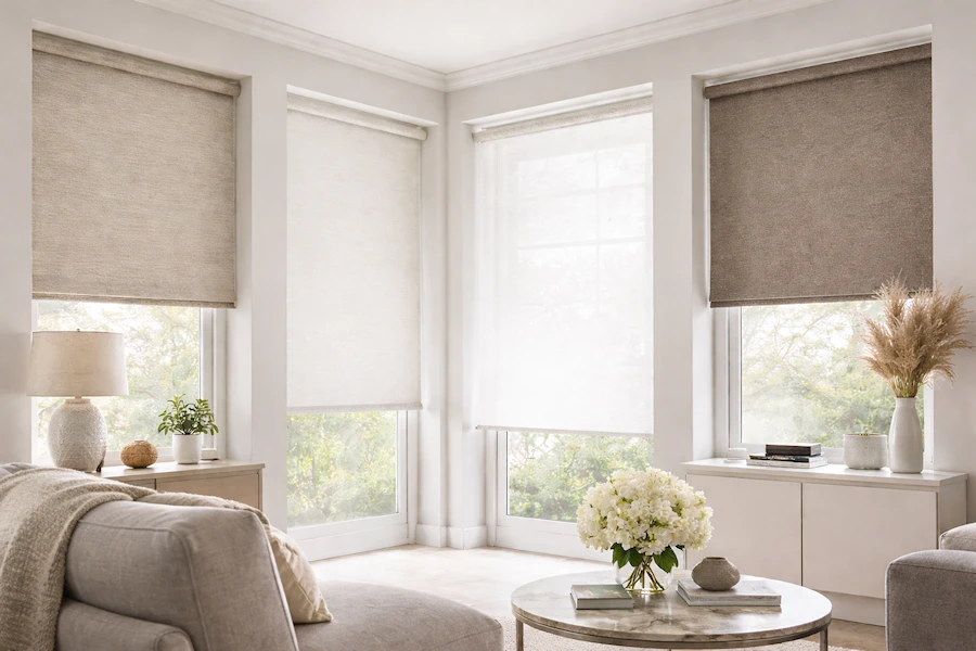 Roller blinds on modern windows