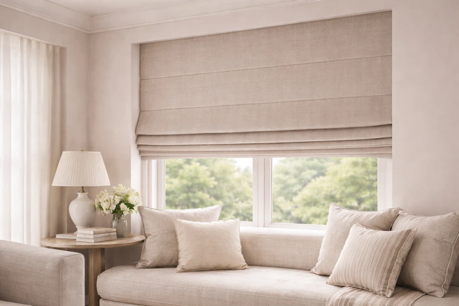 Roman blinds in a living room